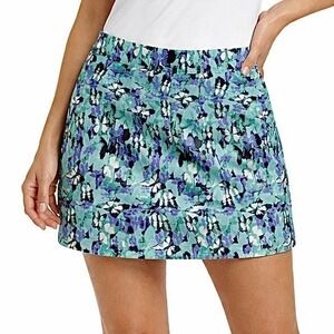 GREG NORMAN Butterfly Print Skort Size M Aqua Purple Golf Tennis Athletic NWOT